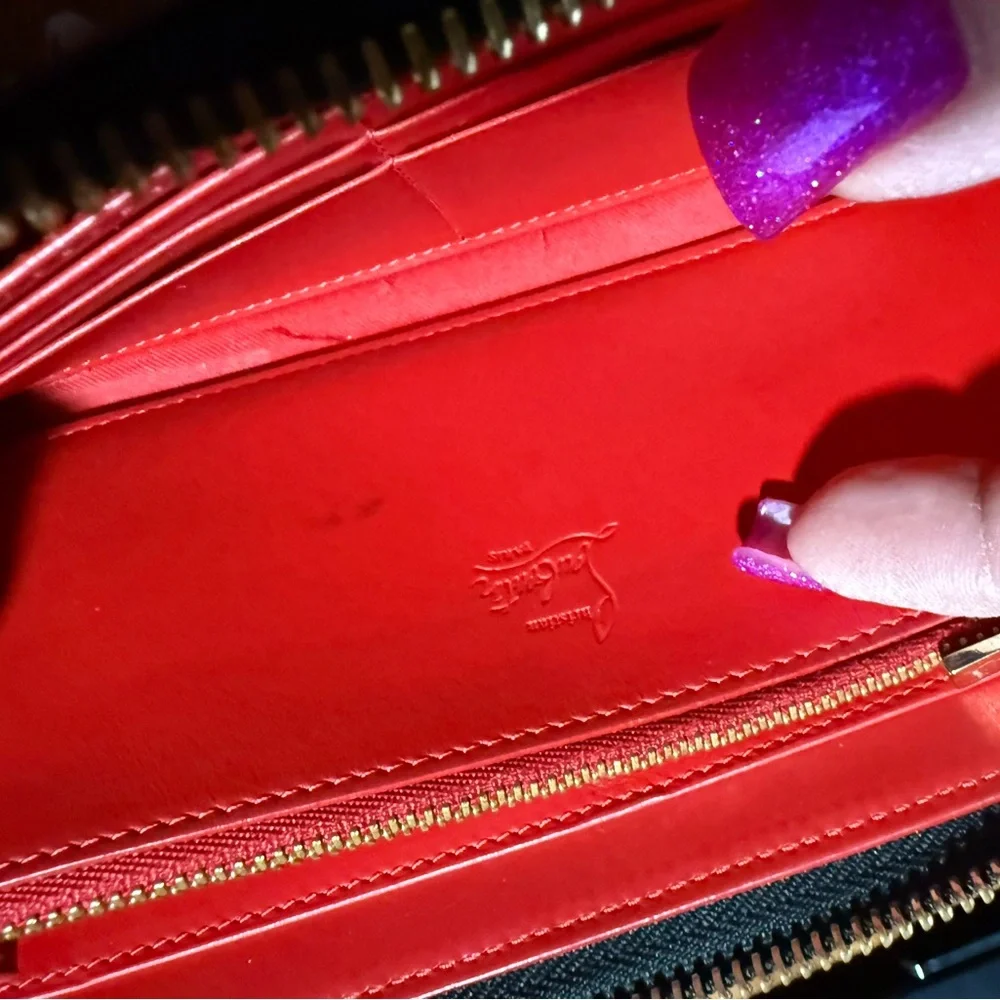 Christian Louboutin Red and Gold Zipper Wallet - Picture 14 of 14
